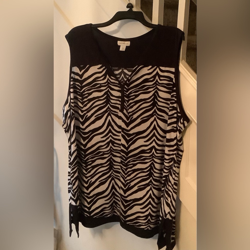 3X Jacklyn Smith Collection Black & White striped sleeveless Top Bust 54”Long 31